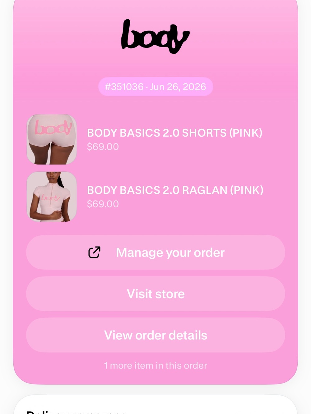 body Basics 2.0 Pink Athletic top and shorts